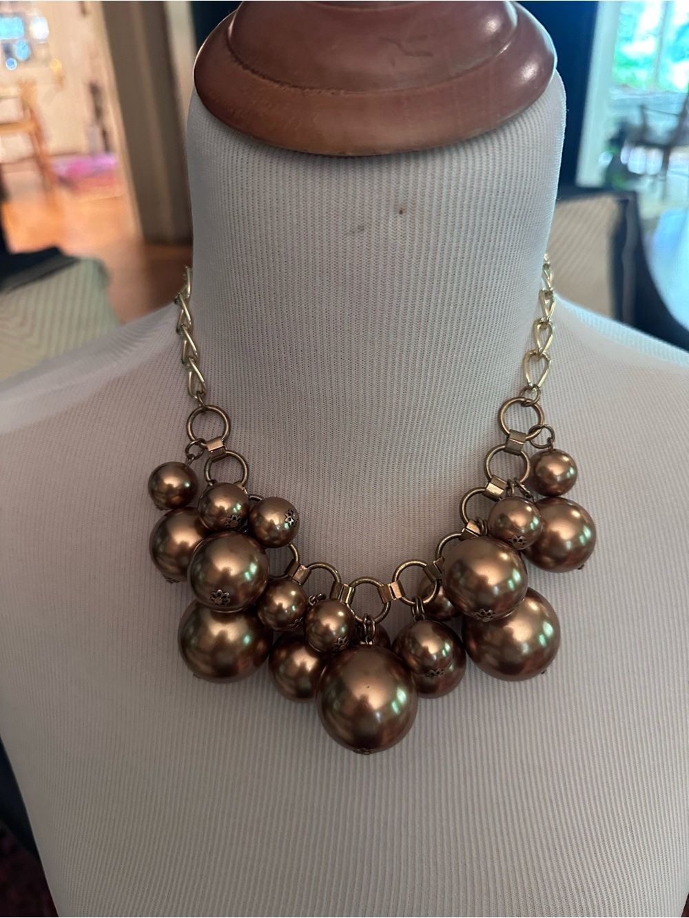 Bronze Acrylic Bead Perl Bubble Necklace